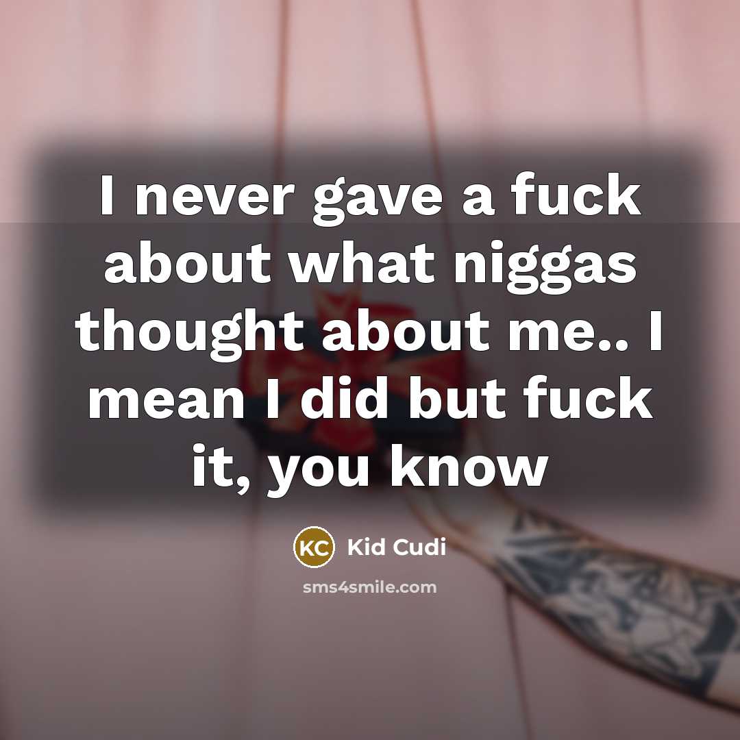 “I never gave a fuck about what niggas thought about me.. I mean I did but fuck it, you know” quote by Kid Cudi
