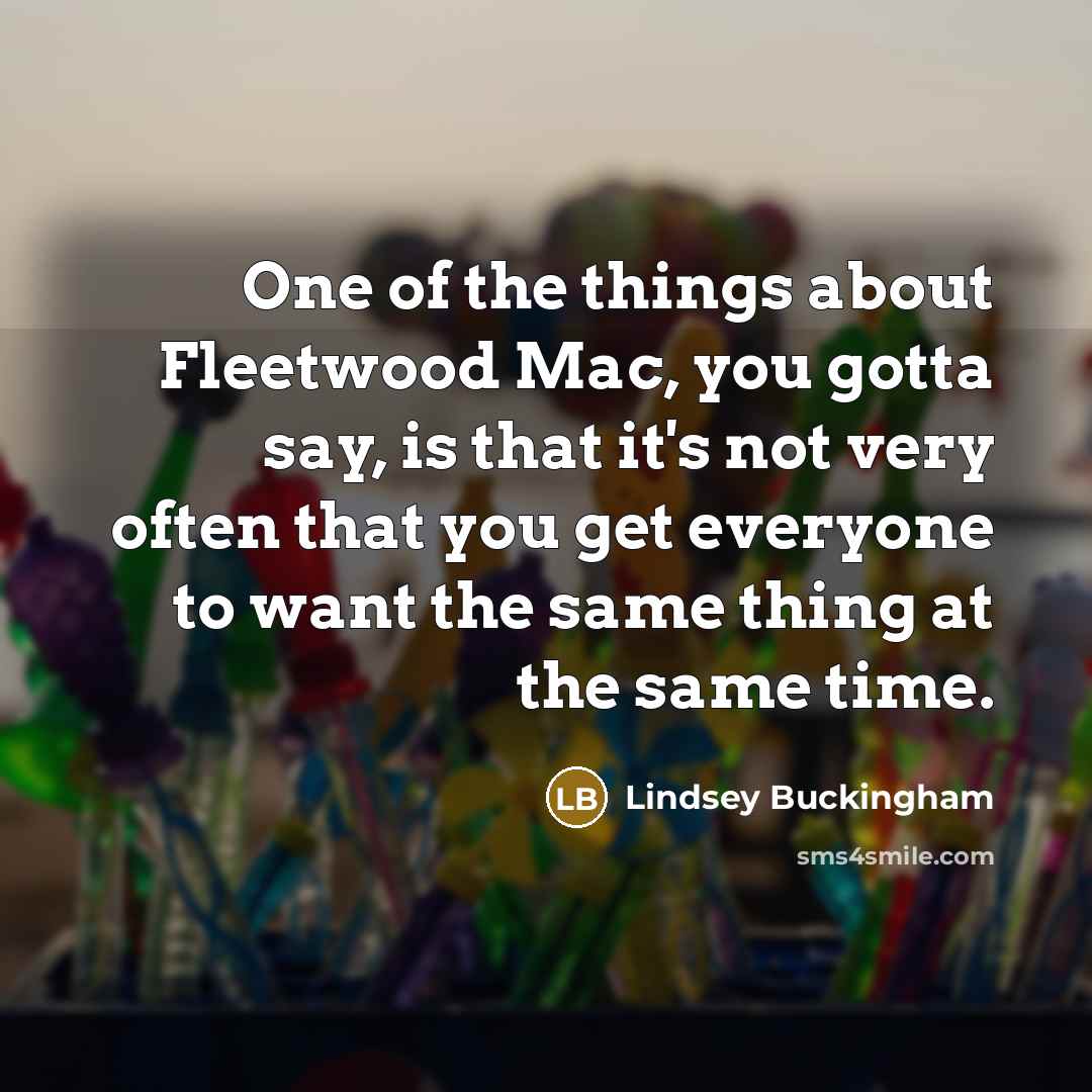 “One of the things about Fleetwood Mac, you gotta say,…” quote by Lindsey Buckingham