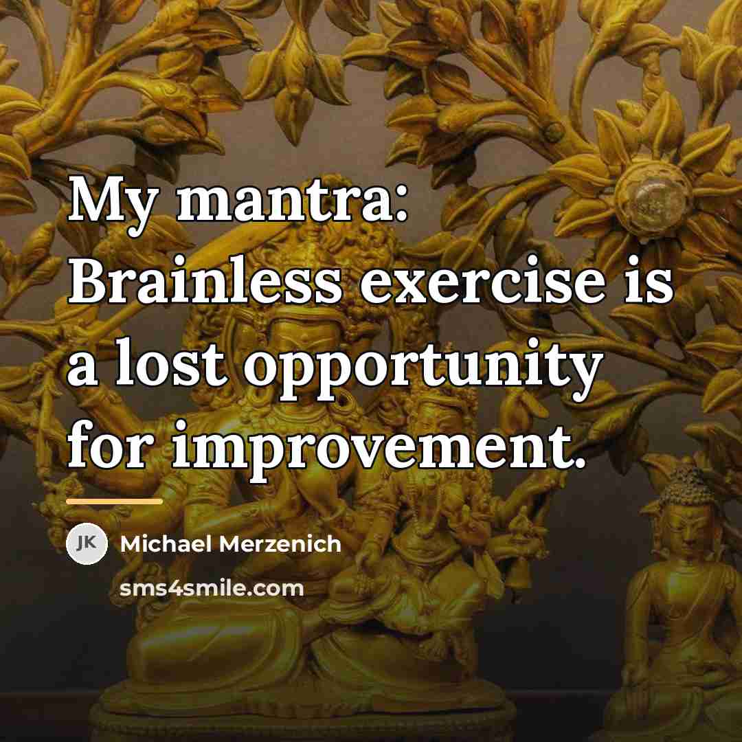 “My mantra: Brainless exercise is a lost opportunity for improvement.…” quote by Michael Merzenich