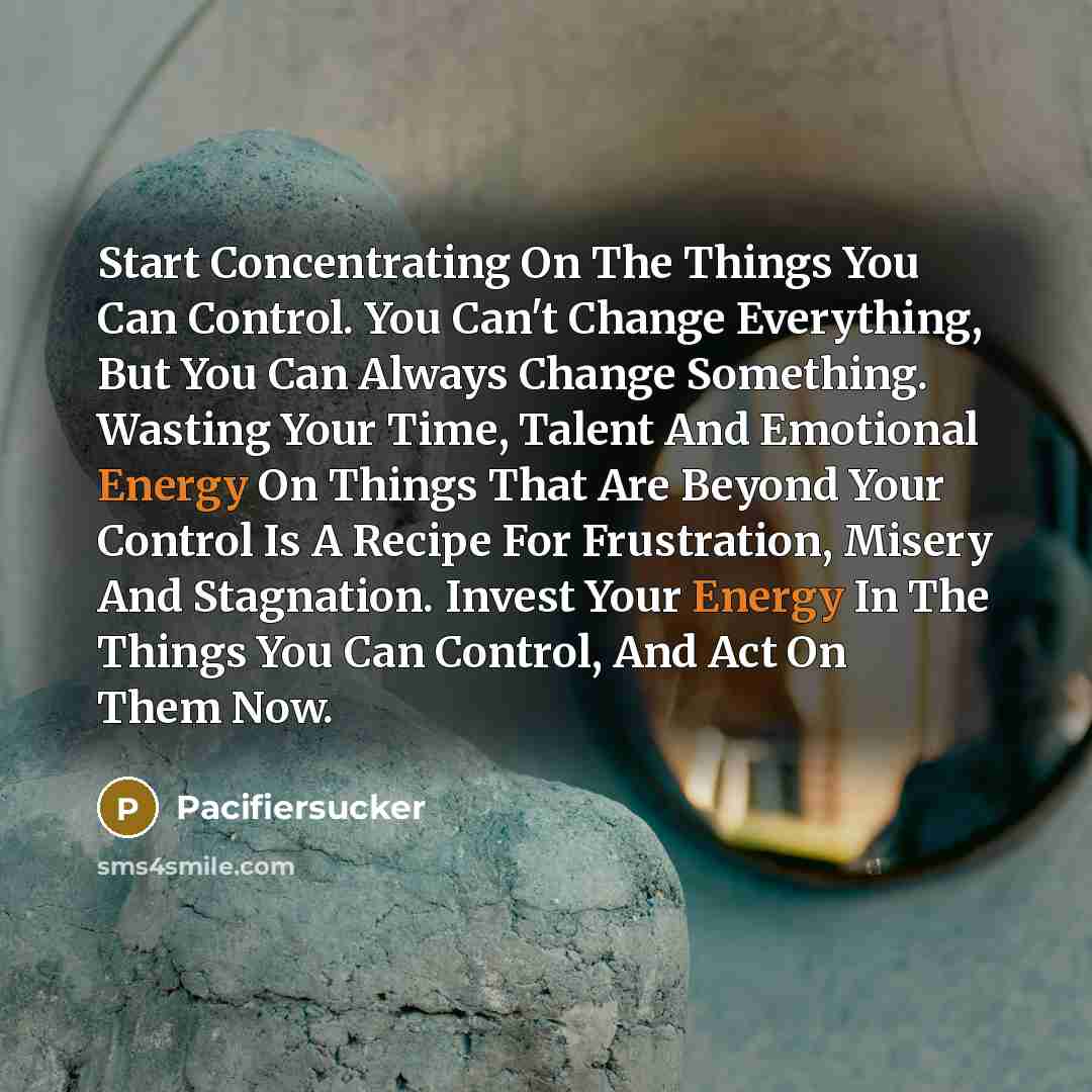 “Start Concentrating On The Things You Can Control. You Can't…” quote by Pacifiersucker