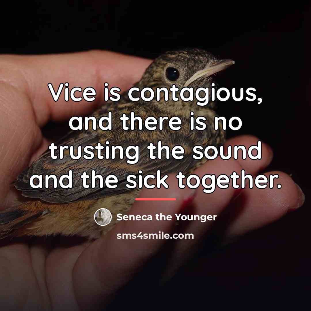 “Vice is contagious, and there is no trusting the sound…” quote by Seneca the Younger