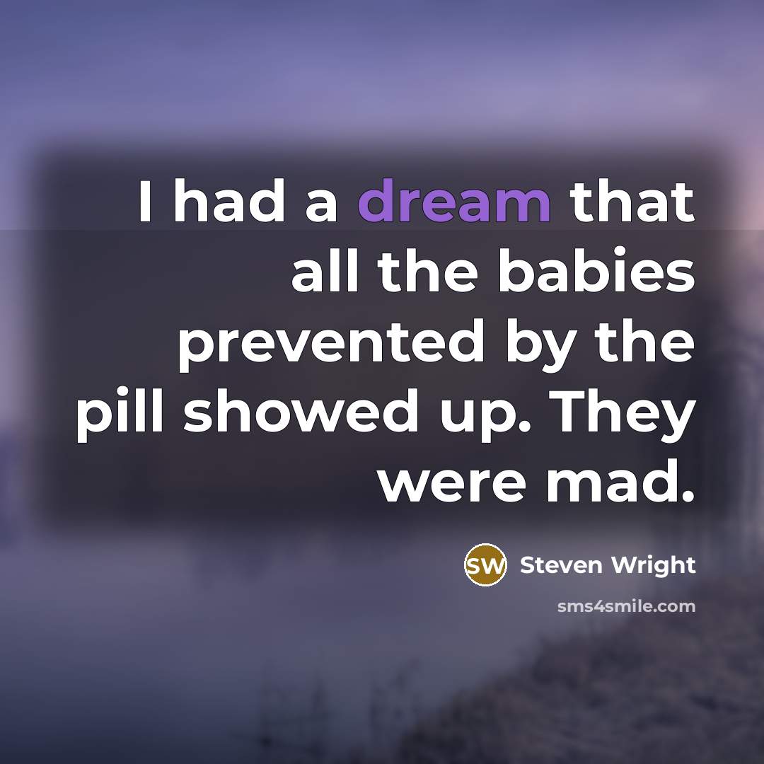 “I had a dream that all the babies prevented by…” quote by Steven Wright