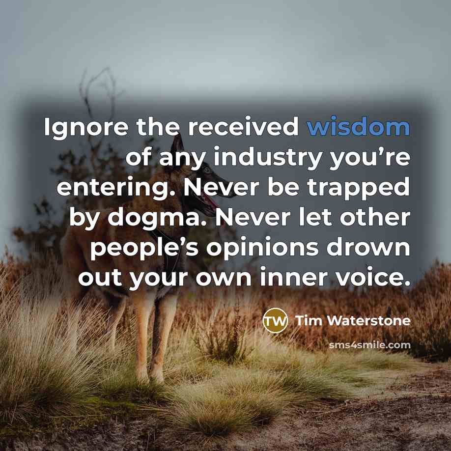 “Ignore the received wisdom of any industry you’re entering. Never…” quote by Tim Waterstone