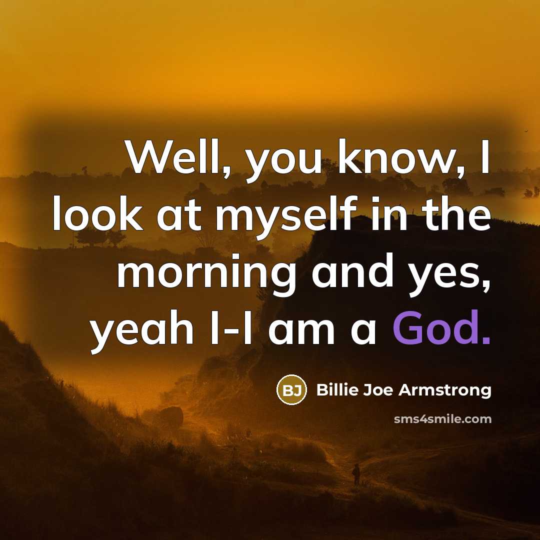 “Well, you know, I look at myself in the morning…” quote by Billie Joe Armstrong