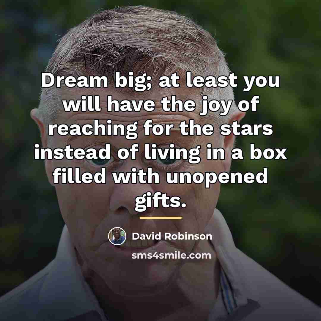 “Dream big; at least you will have the joy of…” quote by David Robinson