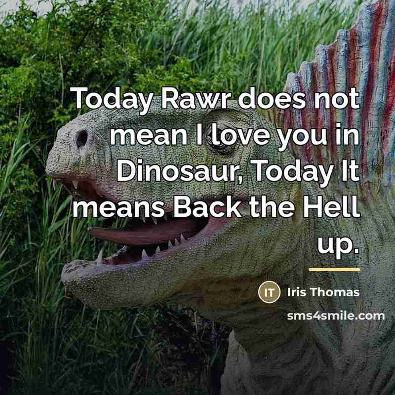 “Today Rawr does not mean I love you in Dinosaur,…” quote by Iris Thomas