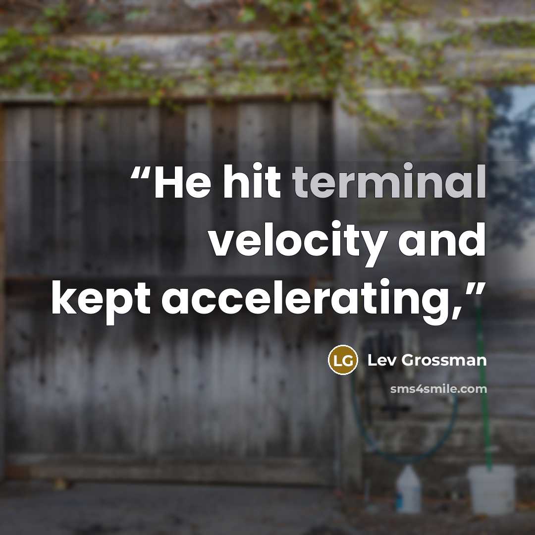“He hit terminal velocity and kept accelerating,” quote by Lev Grossman