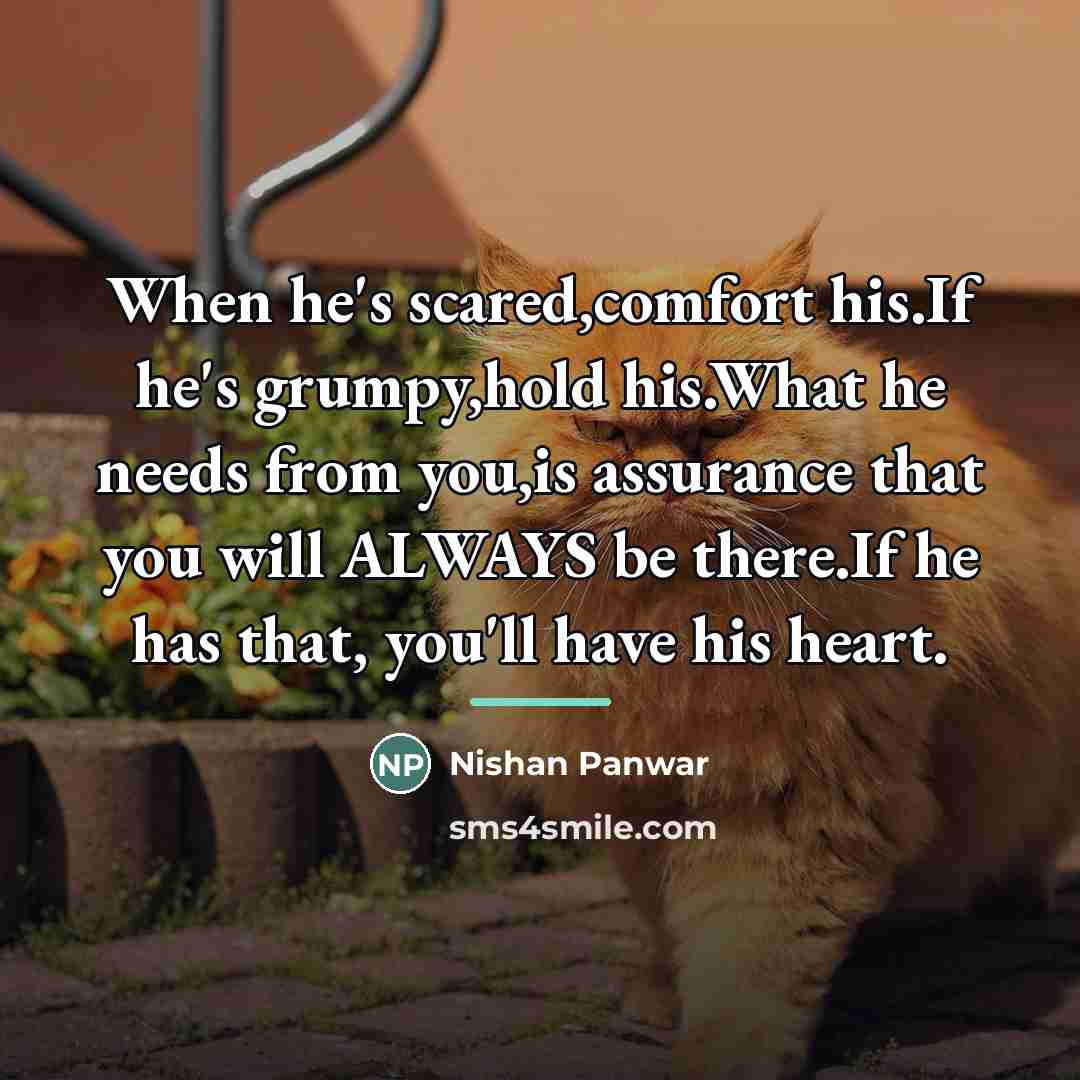 “When he's scared,comfort his.If he's grumpy,hold his.What he needs from…” quote by Nishan Panwar