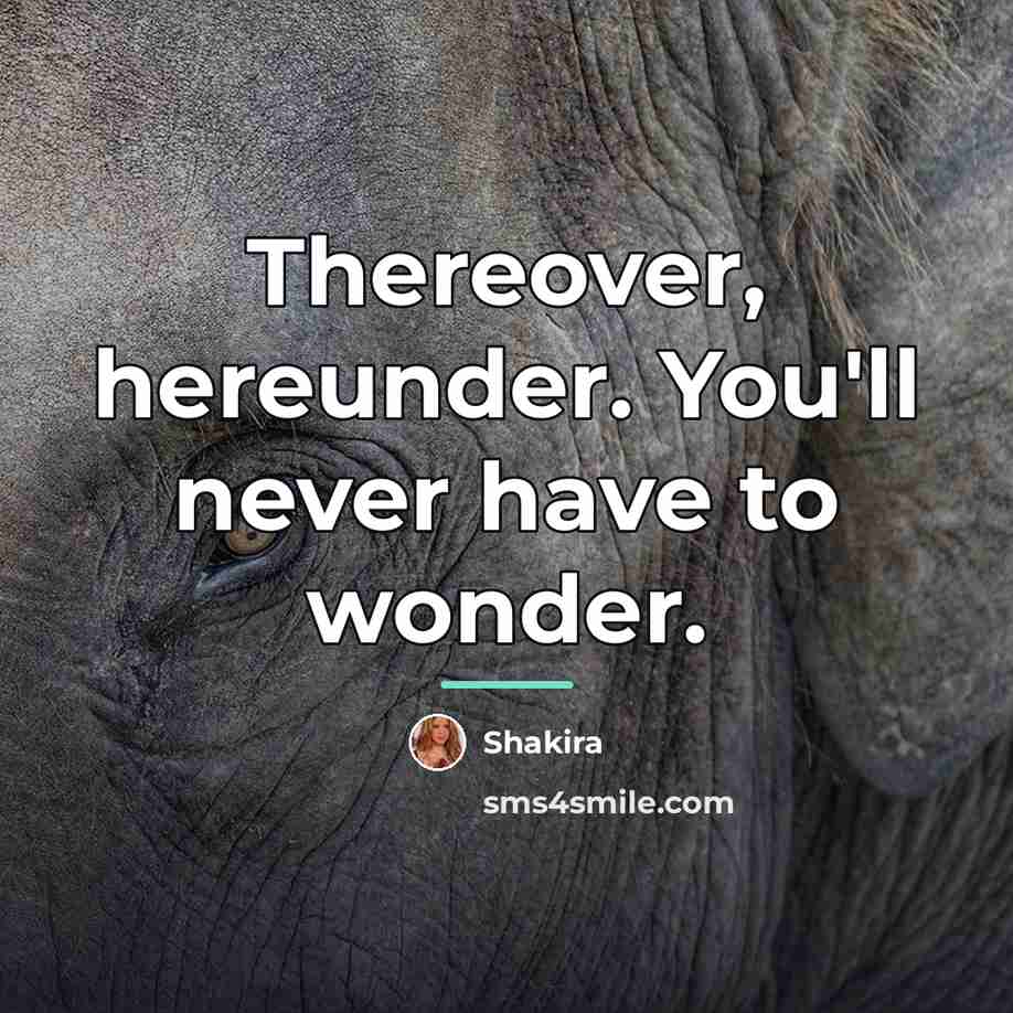 “Thereover, hereunder. You'll never have to wonder.…” quote by Shakira