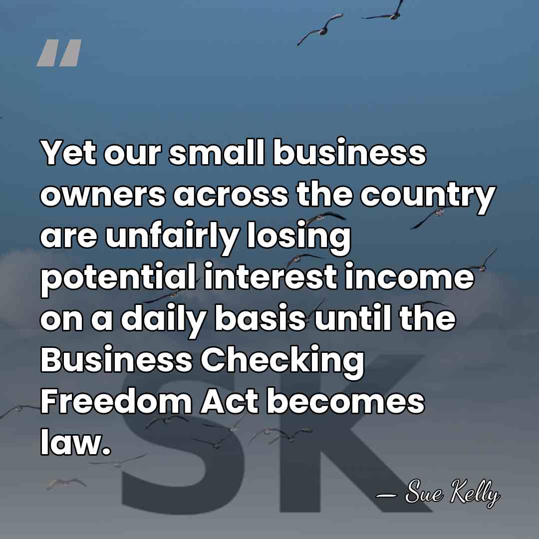 Yet our small business owners across the country are unfairly losing potential&hellip; - Sue Kelly
