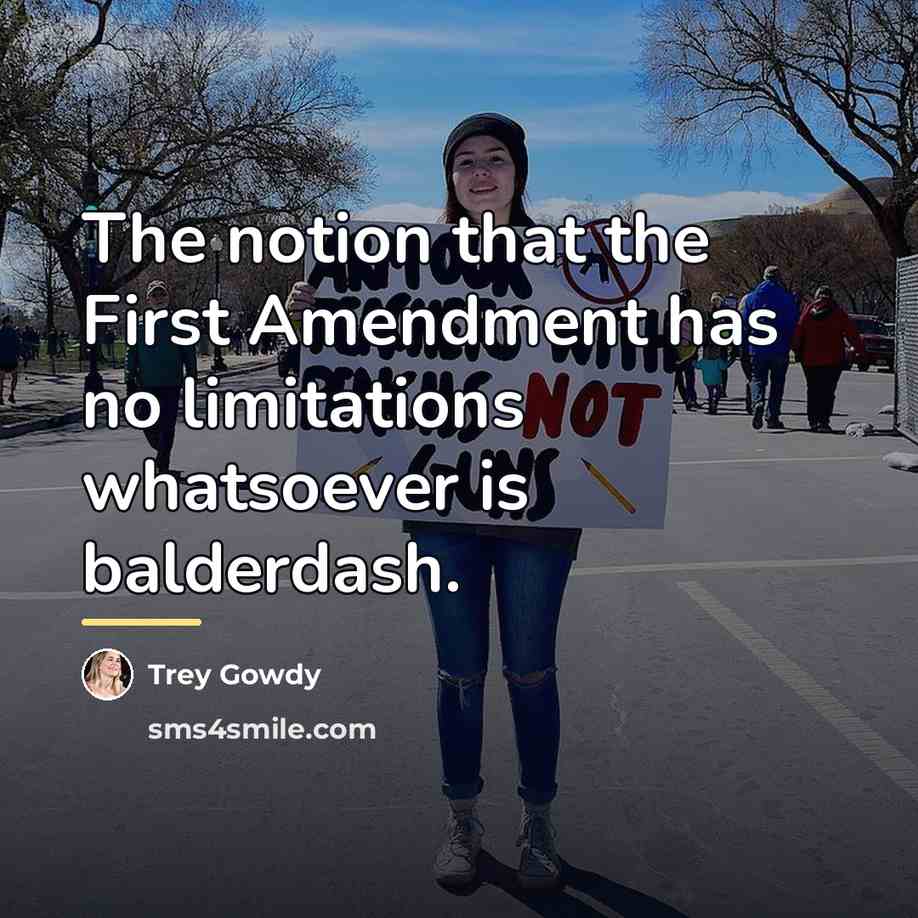 “The notion that the First Amendment has no limitations whatsoever…” quote by Trey Gowdy