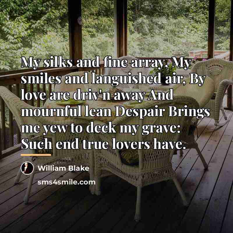 “My silks and fine array, My smiles and languished air,…” quote by William Blake