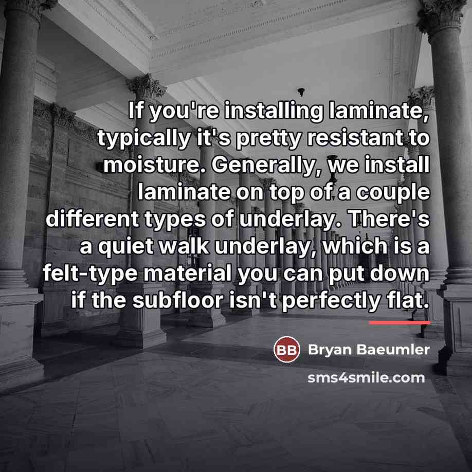 “If you're installing laminate, typically it's pretty resistant to moisture.…” quote by Bryan Baeumler