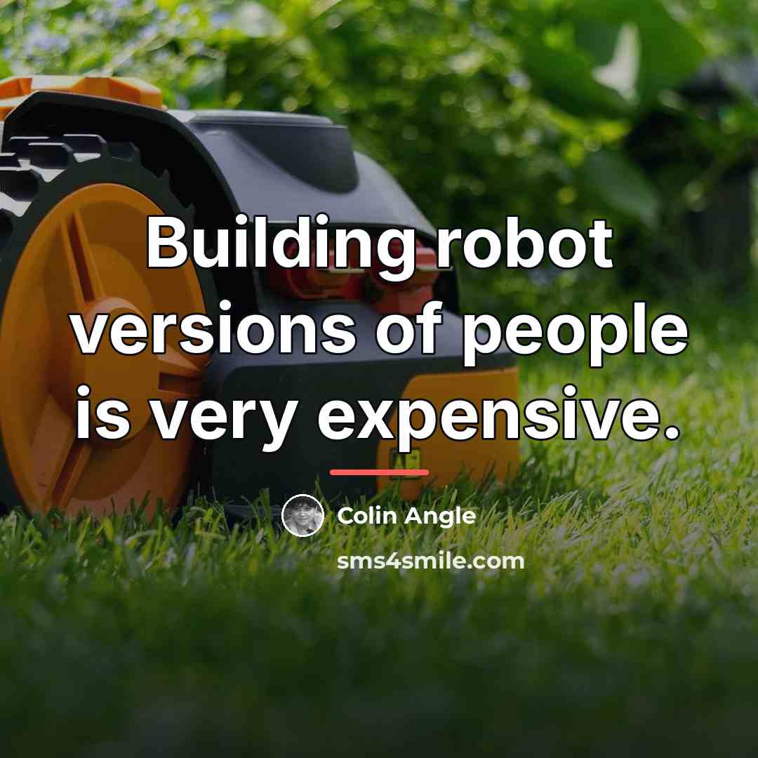 “Building robot versions of people is very expensive.…” quote by Colin Angle