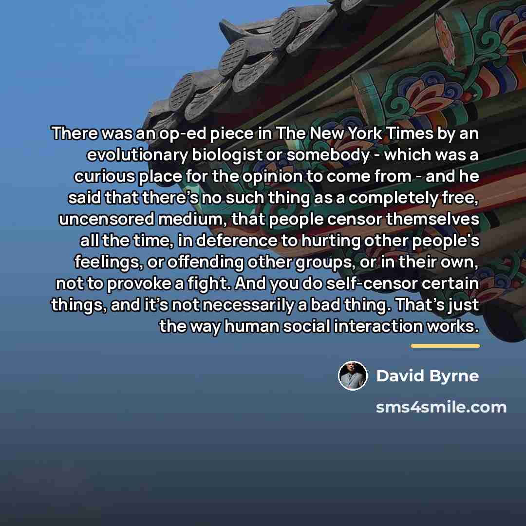 “There was an op-ed piece in The New York Times…” quote by David Byrne