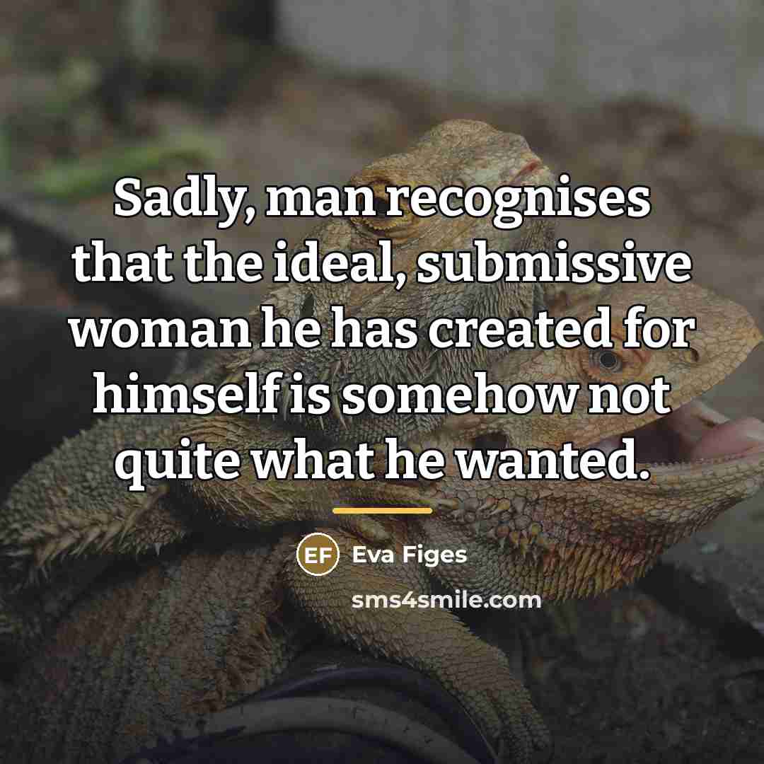 “Sadly, man recognises that the ideal, submissive woman he has…” quote by Eva Figes