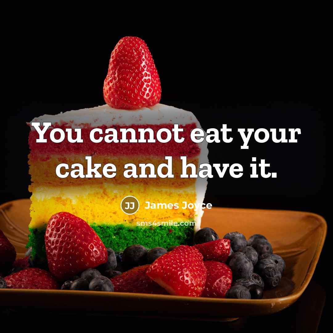 “You cannot eat your cake and have it.…” quote by James Joyce