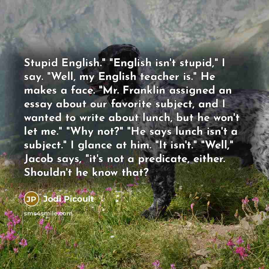 “Stupid English." "English isn't stupid," I say. "Well, my English…” quote by Jodi Picoult