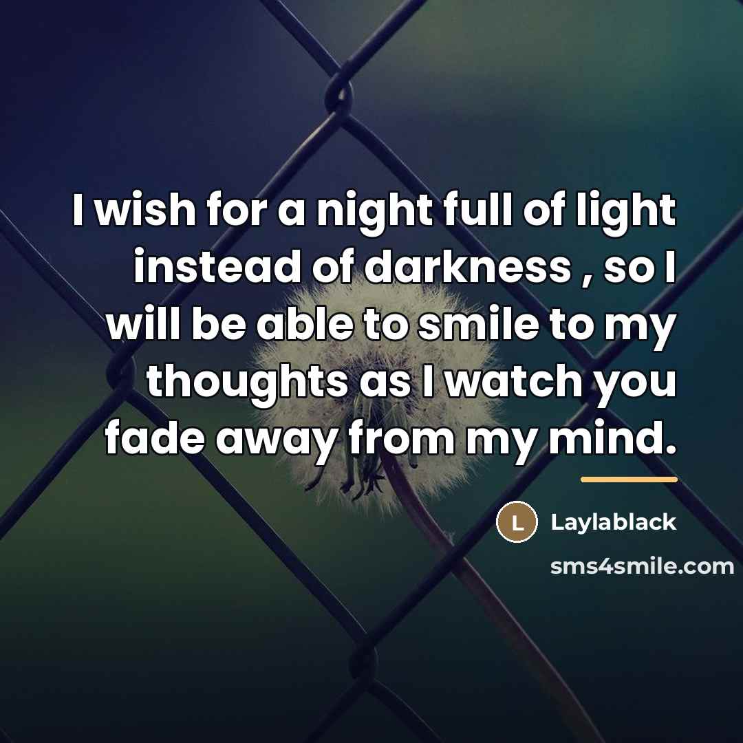 “I wish for a night full of light instead of…” quote by Laylablack