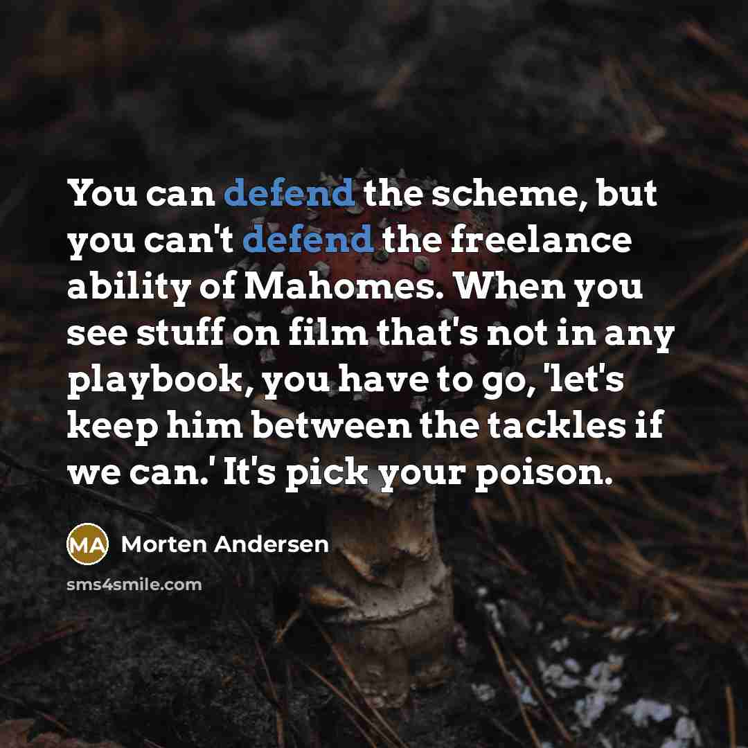 “You can defend the scheme, but you can't defend the…” quote by Morten Andersen