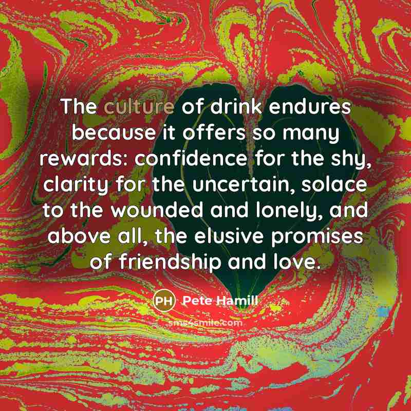 “The culture of drink endures because it offers so many…” quote by Pete Hamill