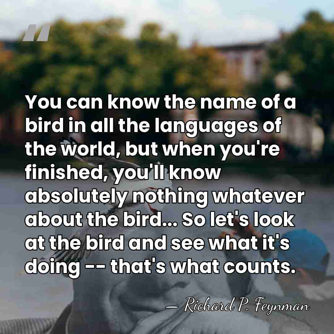 You can know the name of a bird in all the languages&hellip; - Richard P. Feynman