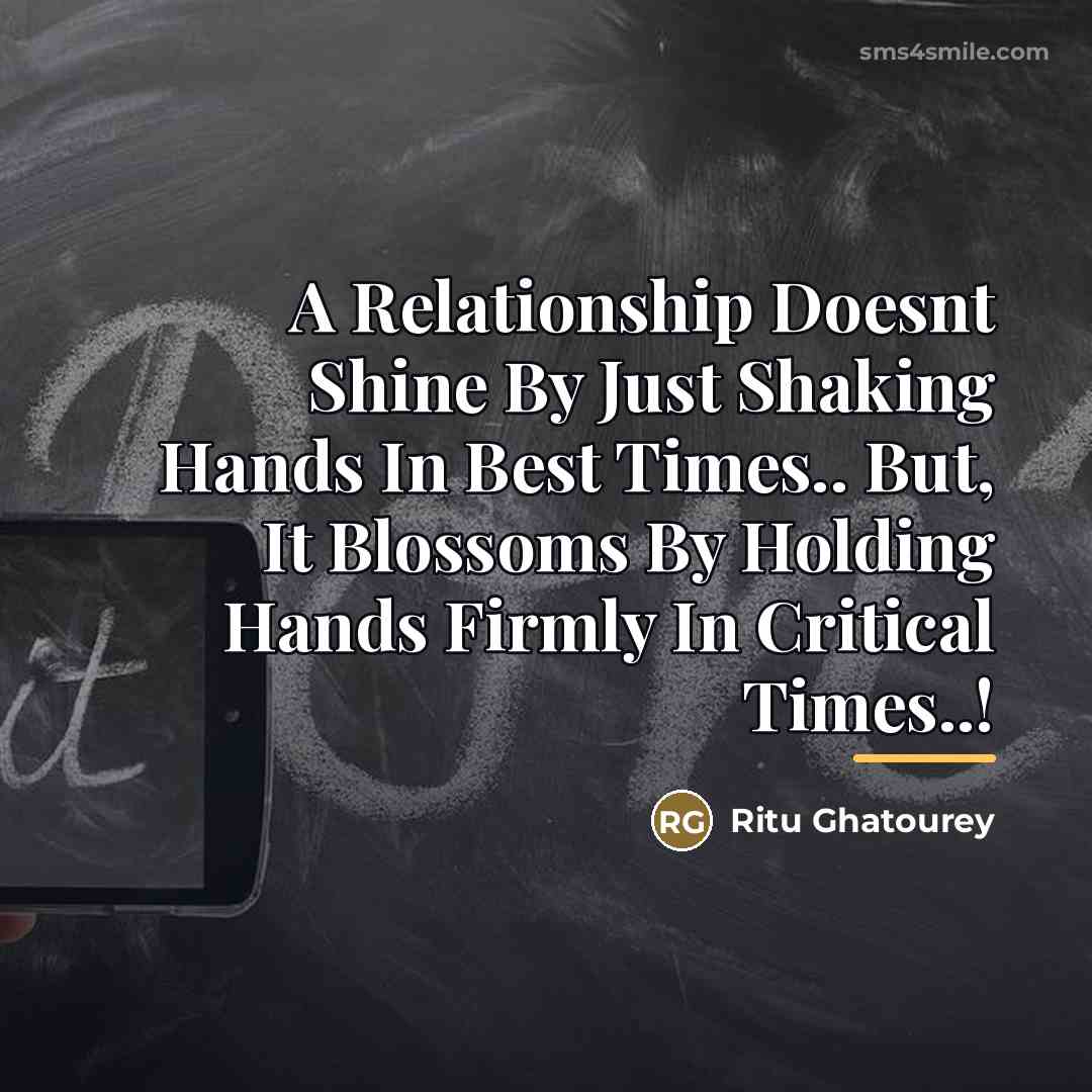 “A Relationship Doesnt Shine By Just Shaking Hands In Best…” quote by Ritu Ghatourey