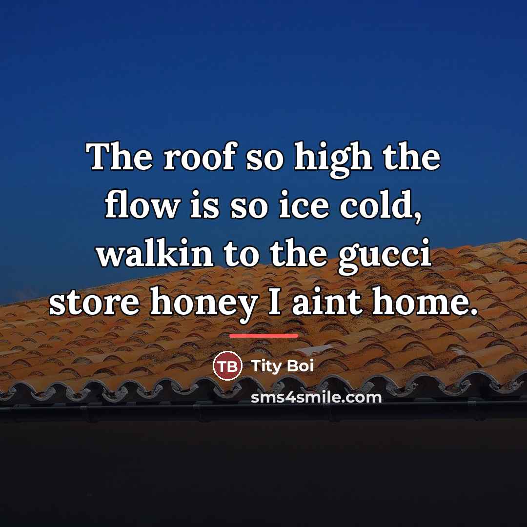 “The roof so high the flow is so ice cold,…” quote by Tity Boi
