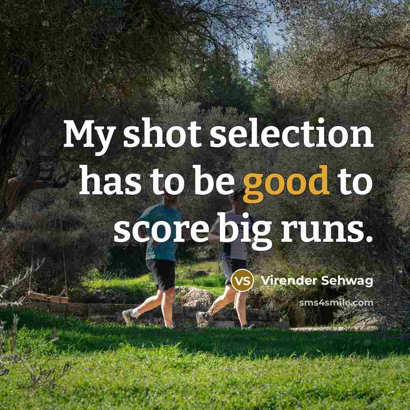“My shot selection has to be good to score big…” quote by Virender Sehwag