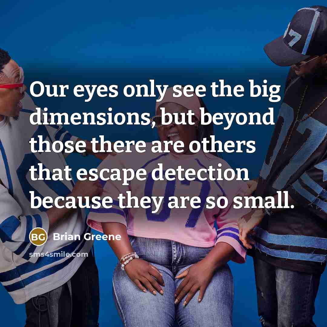 “Our eyes only see the big dimensions, but beyond those…” quote by Brian Greene