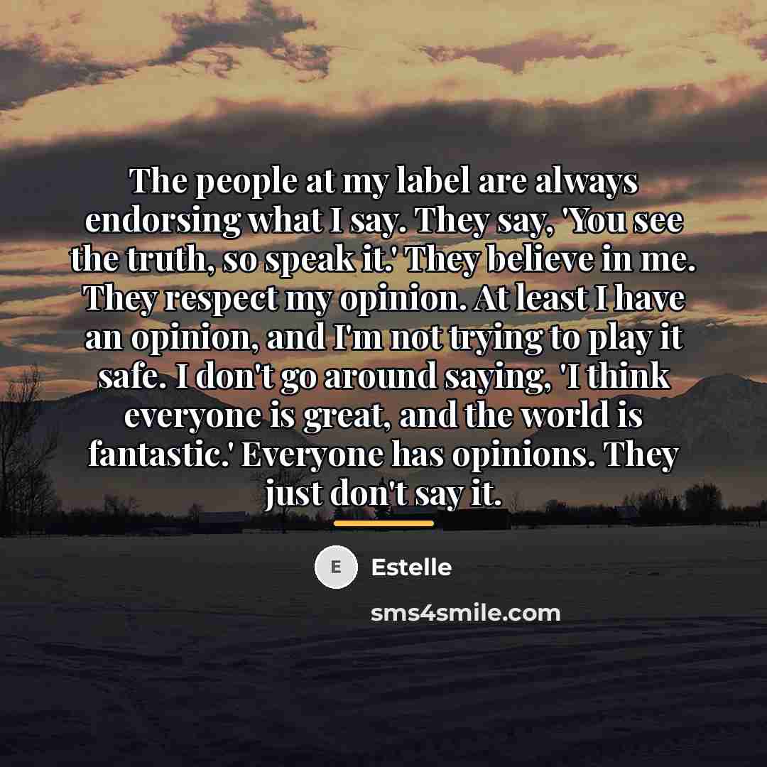 “The people at my label are always endorsing what I…” quote by Estelle