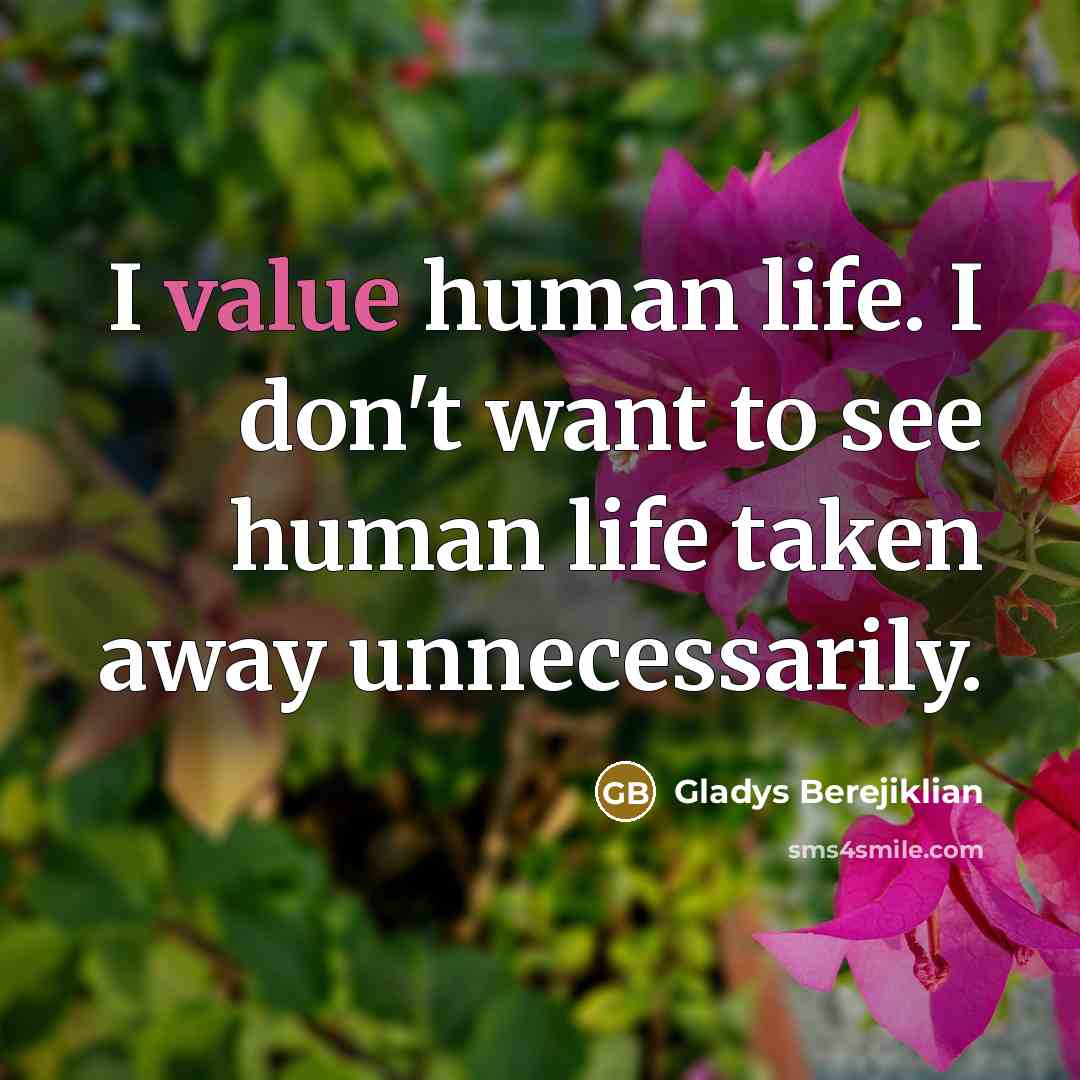 “I value human life. I don't want to see human…” quote by Gladys Berejiklian