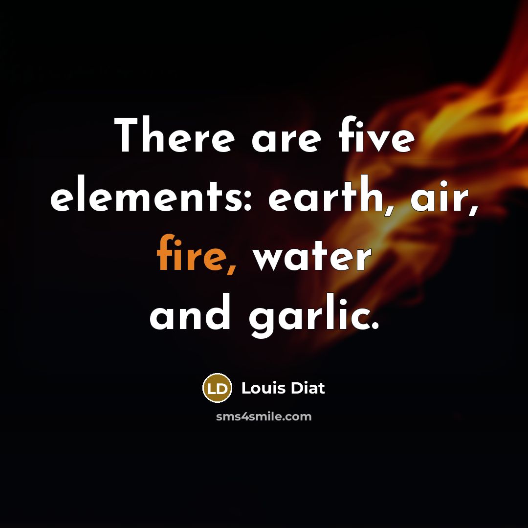 “There are five elements: earth, air, fire, water and garlic.…” quote by Louis Diat