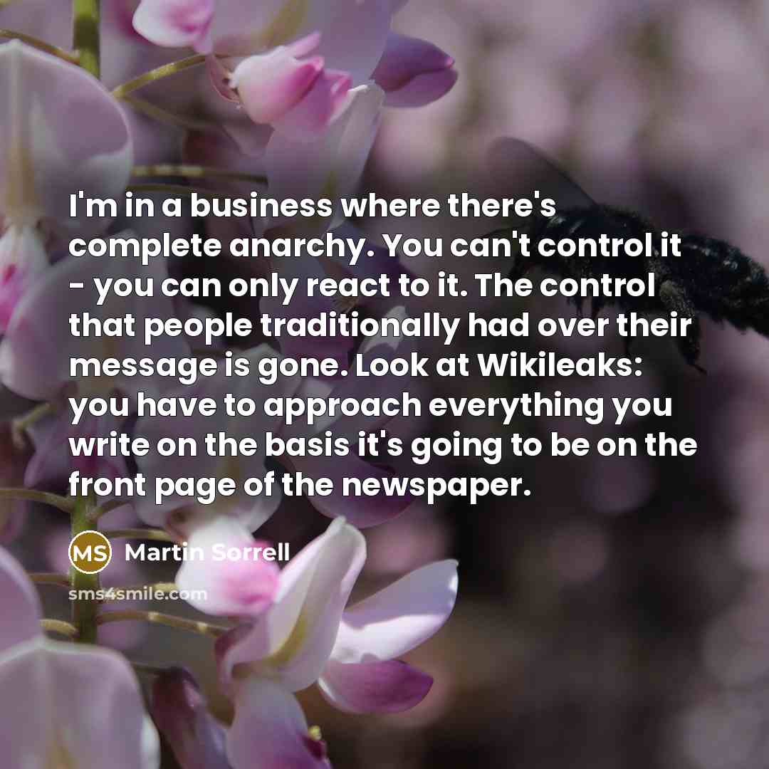 “I'm in a business where there's complete anarchy. You can't…” quote by Martin Sorrell