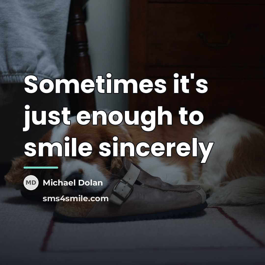 “Sometimes it's just enough to smile sincerely…” quote by Michael Dolan