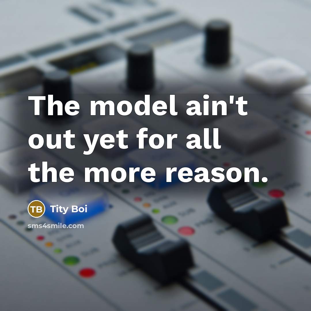 “The model ain't out yet for all the more reason.…” quote by Tity Boi
