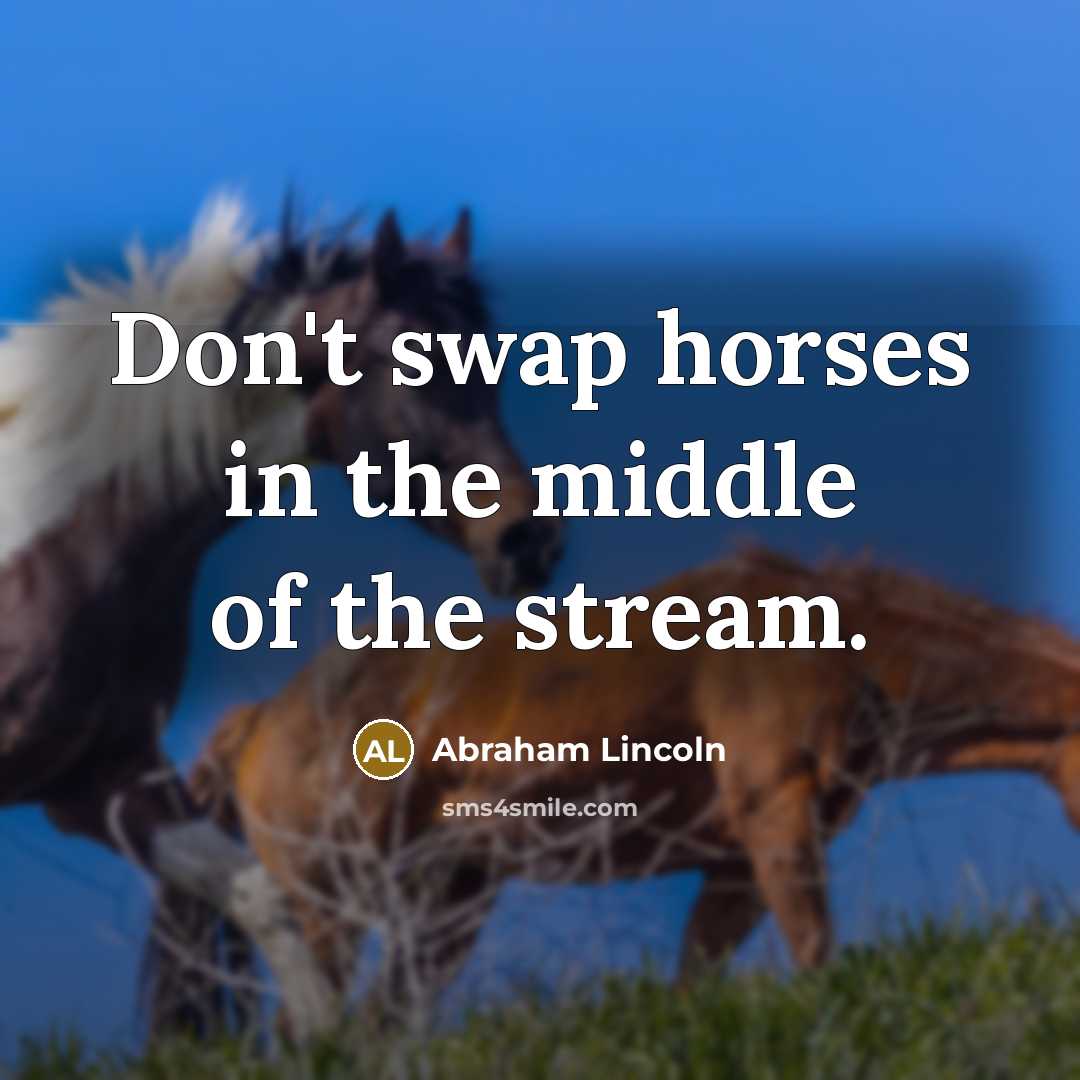 “Don't swap horses in the middle of the stream.…” quote by Abraham Lincoln