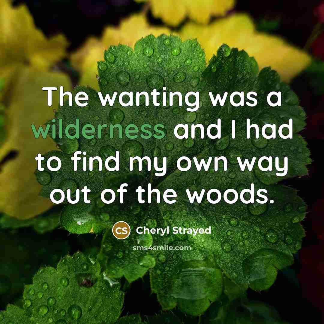 “The wanting was a wilderness and I had to find…” quote by Cheryl Strayed