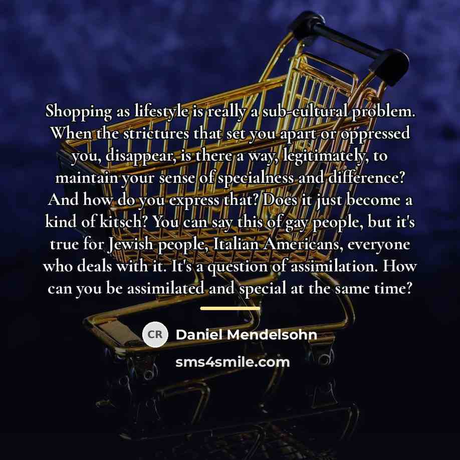 “Shopping as lifestyle is really a sub-cultural problem. When the…” quote by Daniel Mendelsohn