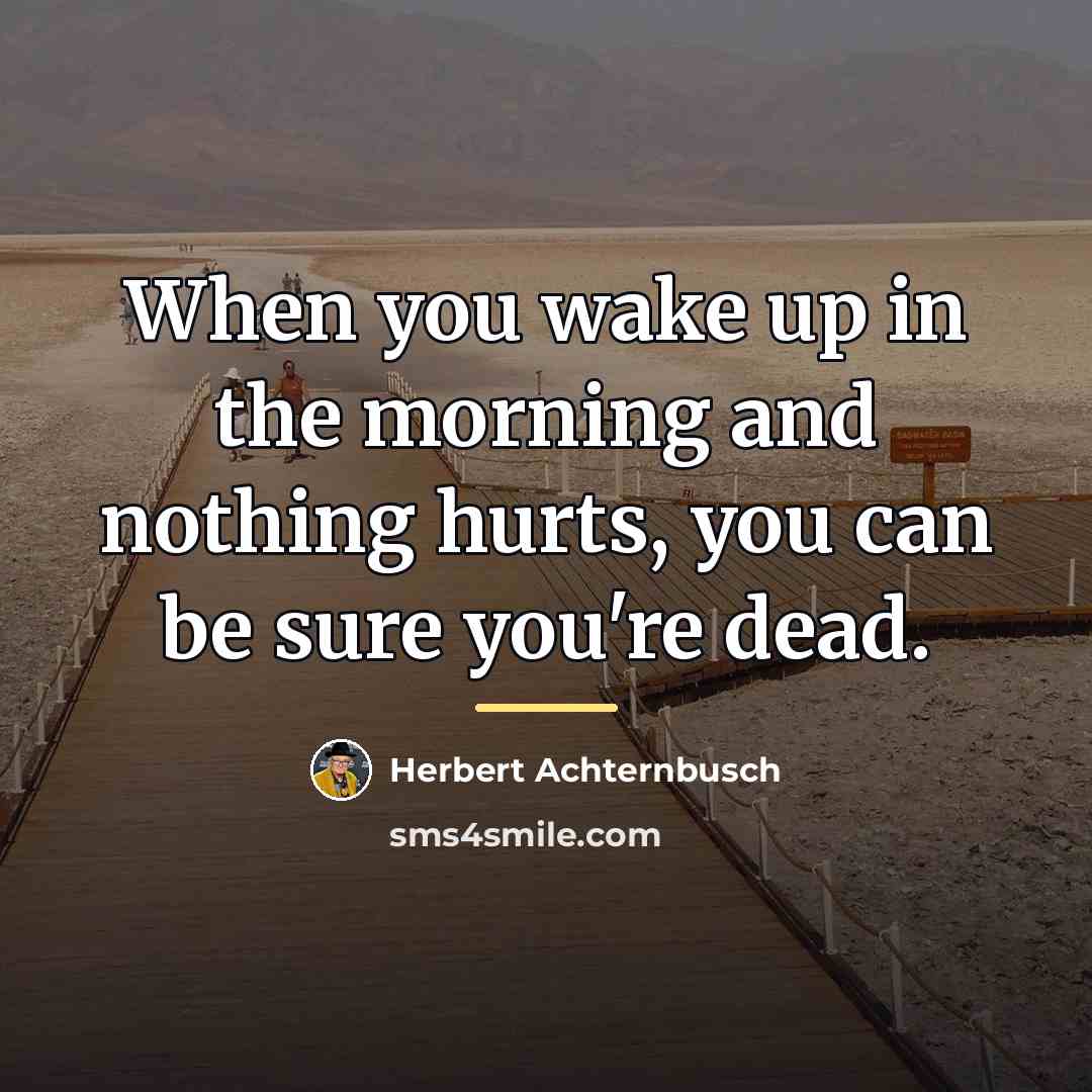 “When you wake up in the morning and nothing hurts,…” quote by Herbert Achternbusch