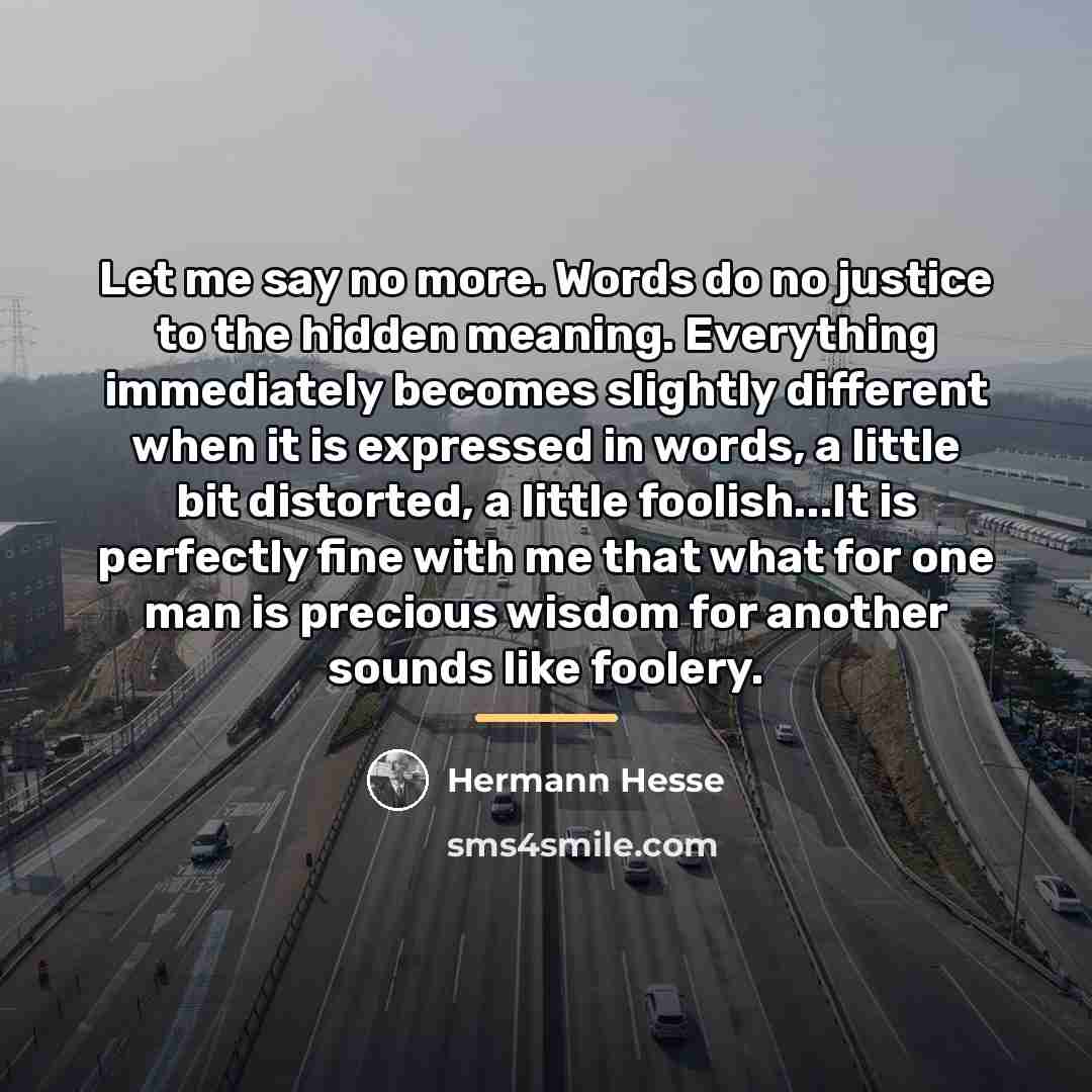 “Let me say no more. Words do no justice to…” quote by Hermann Hesse