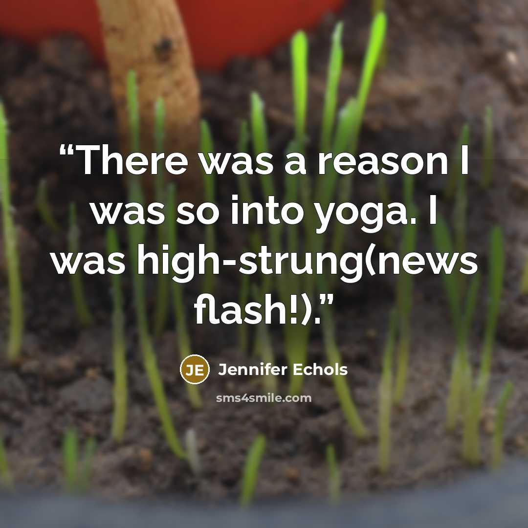“There was a reason I was so into yoga. I was high-strung(news flash!).” quote by Jennifer Echols