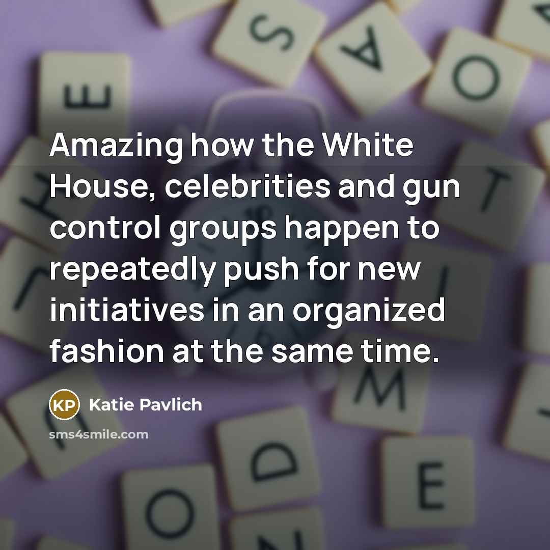 “Amazing how the White House, celebrities and gun control groups…” quote by Katie Pavlich