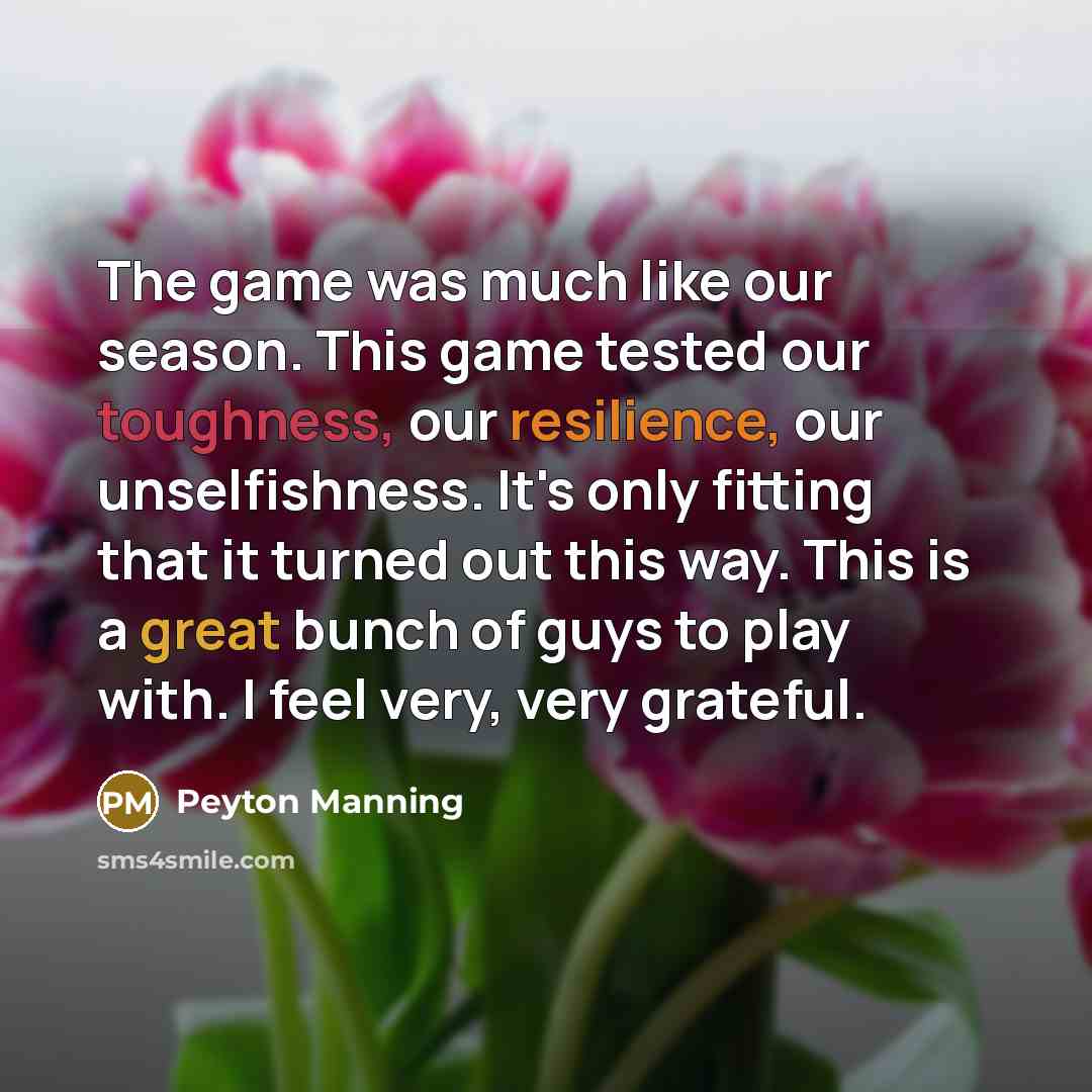 “The game was much like our season. This game tested…” quote by Peyton Manning