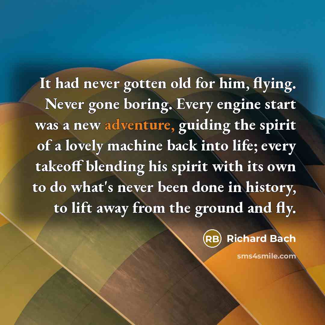 “It had never gotten old for him, flying. Never gone…” quote by Richard Bach