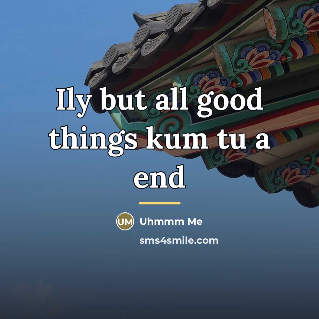 “Ily but all good things kum tu a end…” quote by Uhmmm Me