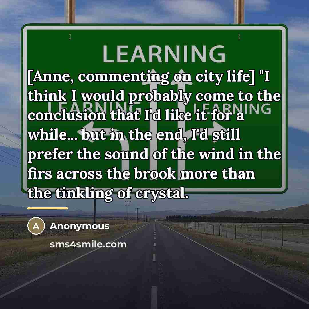 “[Anne, commenting on city life] "I think I would probably…” quote by Anonymous
