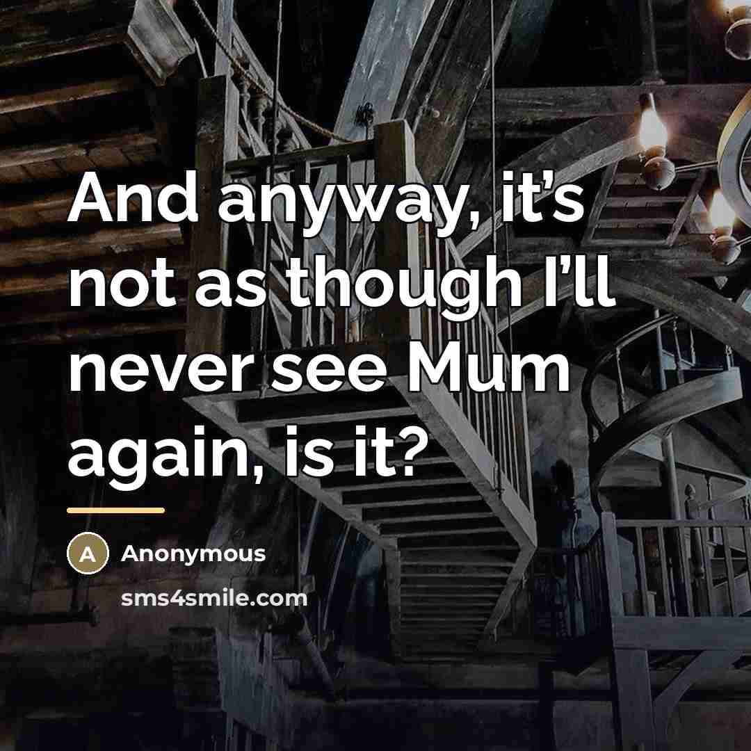 “And anyway, it’s not as though I’ll never see Mum…” quote by Anonymous