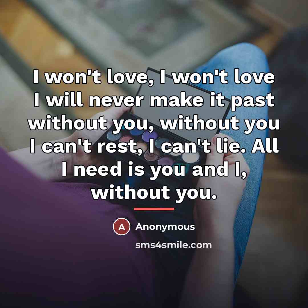“I won't love, I won't love I will never make…” quote by Anonymous