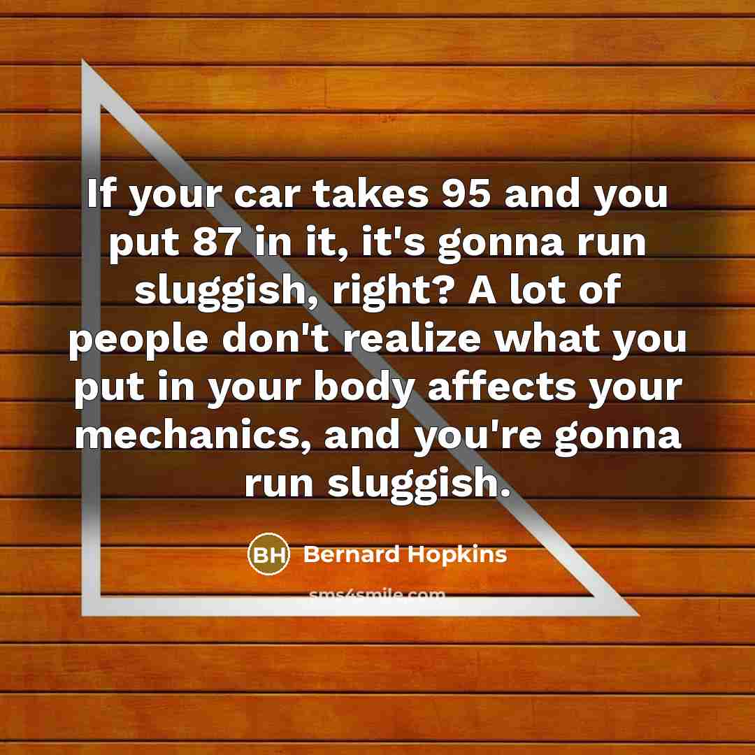 “If your car takes 95 and you put 87 in…” quote by Bernard Hopkins